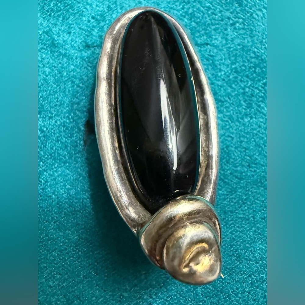 925 silver and black onyx signed handcrafted statement ring. - Picture 3 of 5